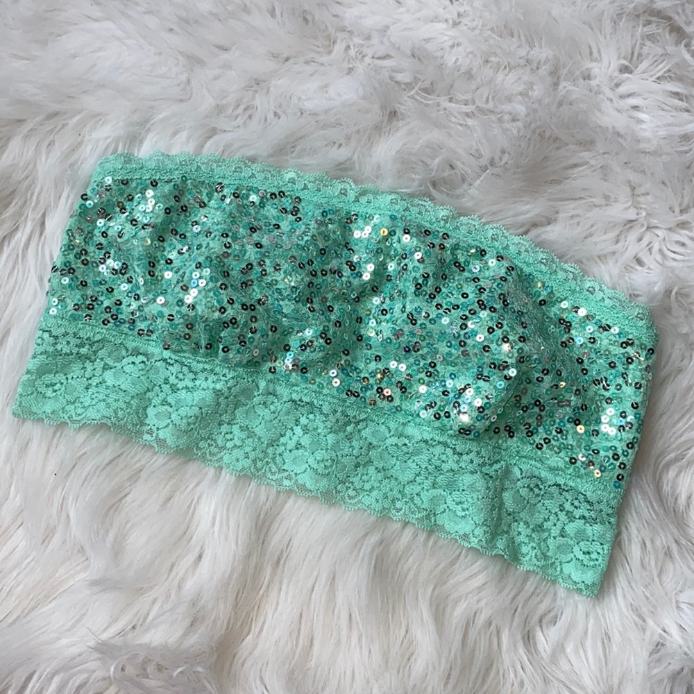 VS PINK • Mint Green Sequin Bandeau